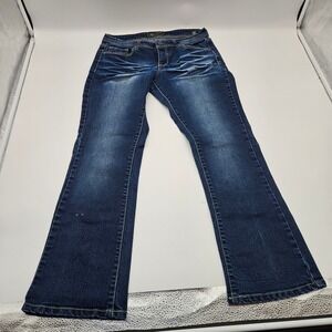 Cato Premium Womens Dark Wash Whiskered Bootcut Jeans Stretch Denim Size 12/14‎